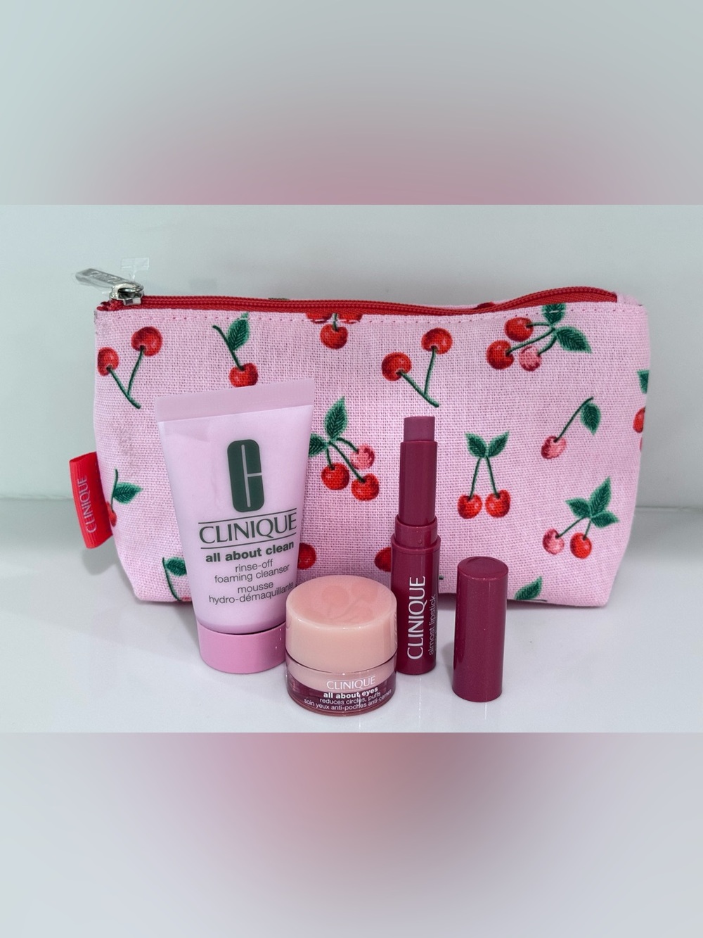 CLINIQUE NWT Gift: Pink Honey Almost Lipstick, All About Eyes, Foaming Cleanser - Picture 5 of 8